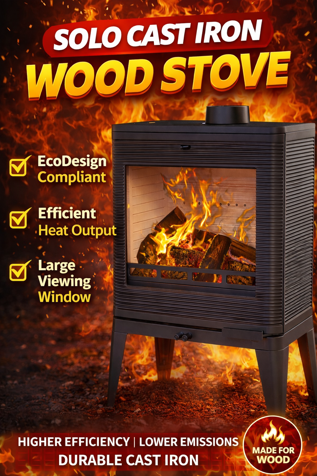 Solo cast iron wood stove