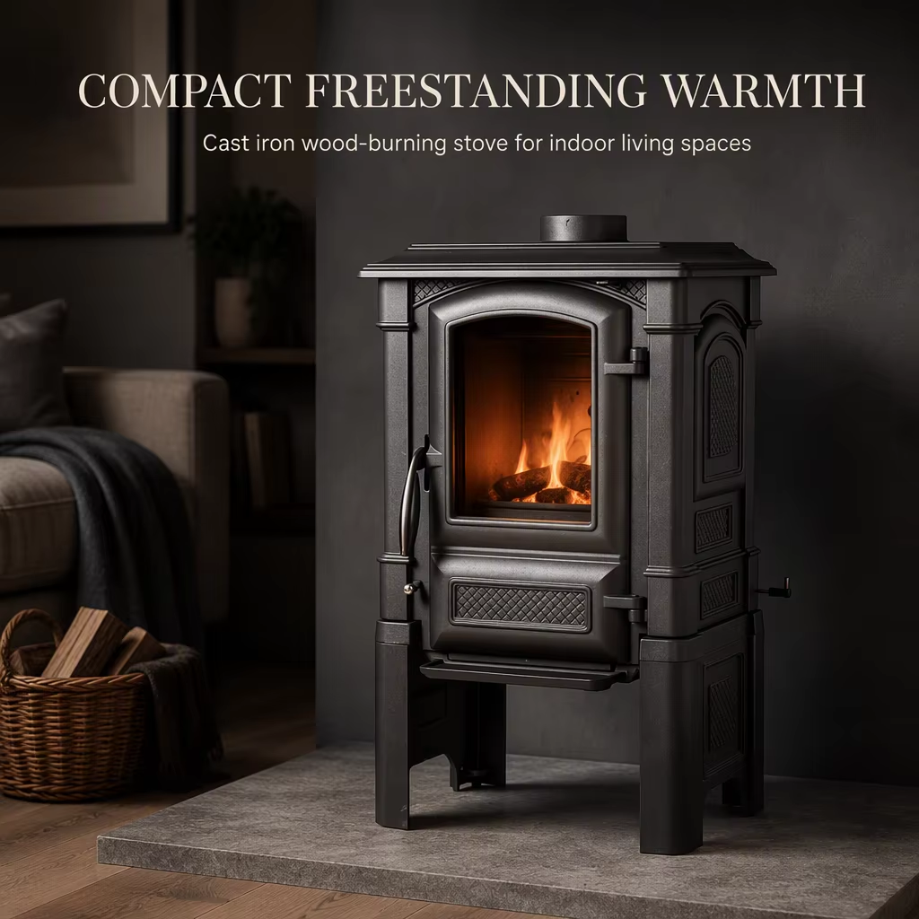 Bruno II compact cast iron wood burning stove