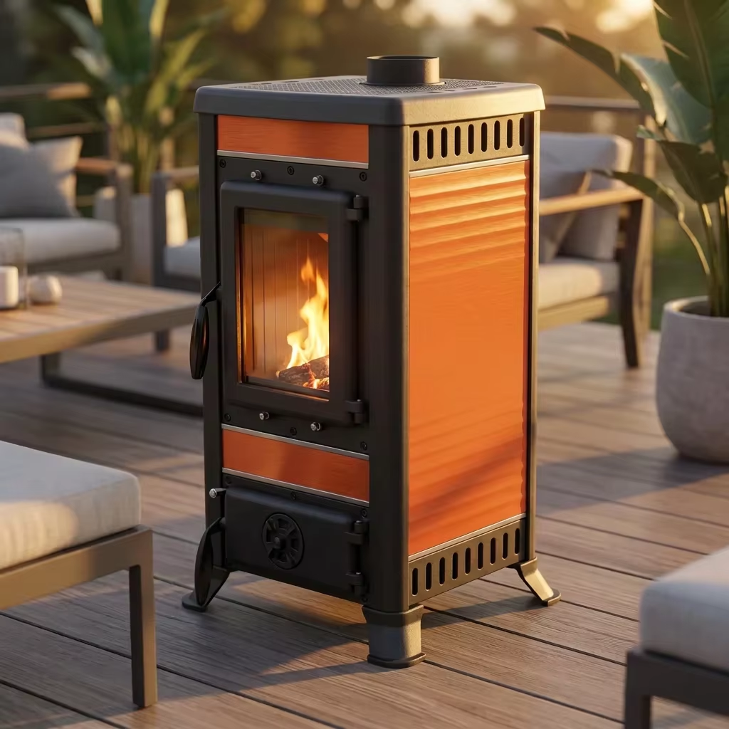 Klemens red cast iron wood stove (8)