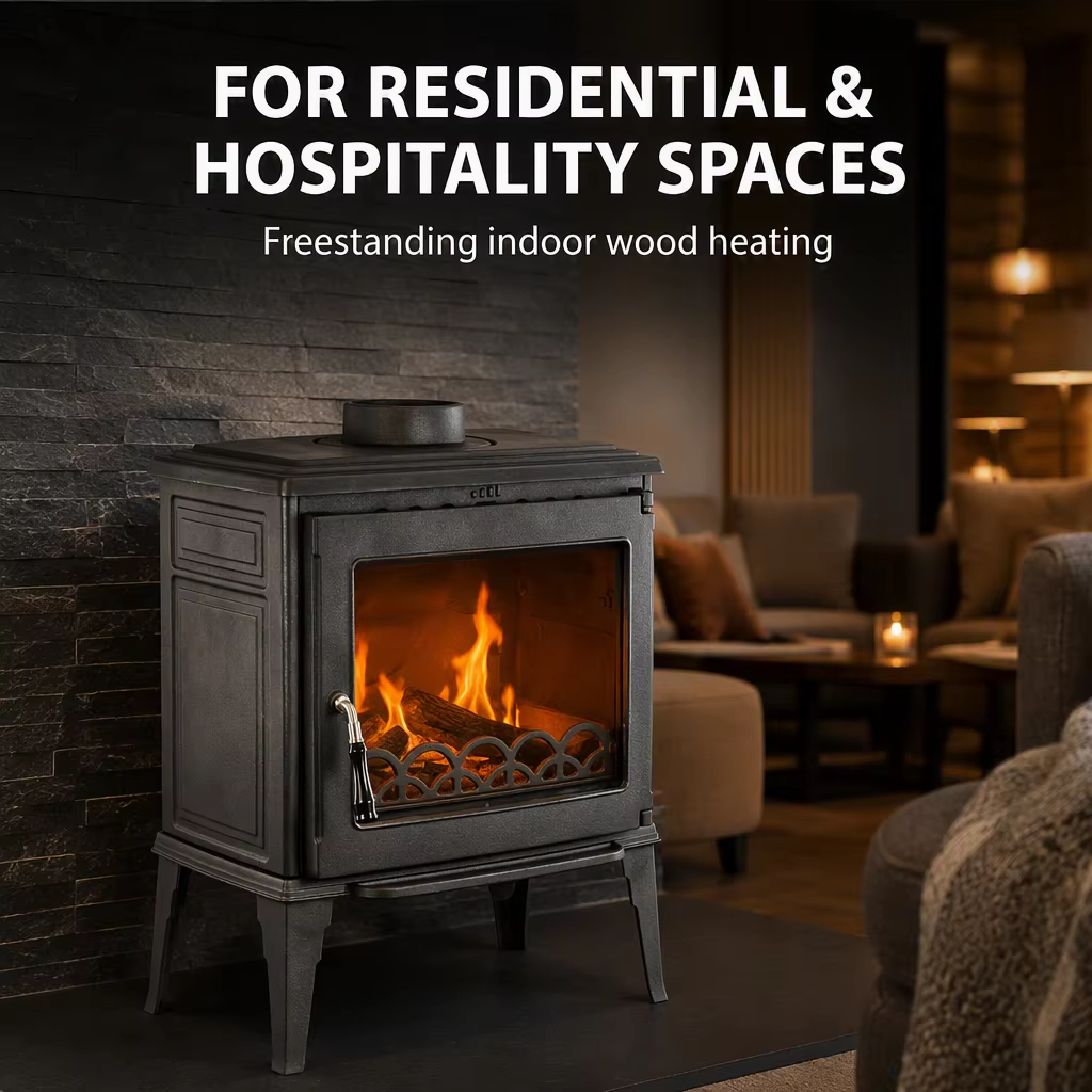 Matis cast iron stove with upgraded large glass door