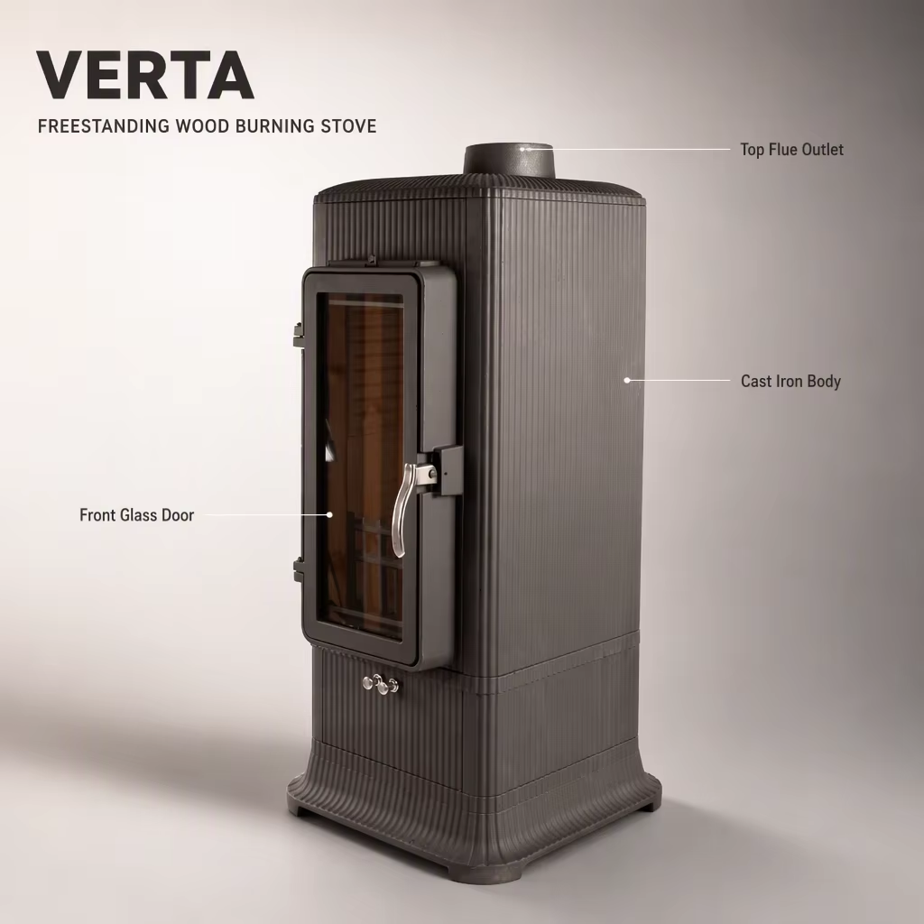 Verta vertical cast iron wood burning stove